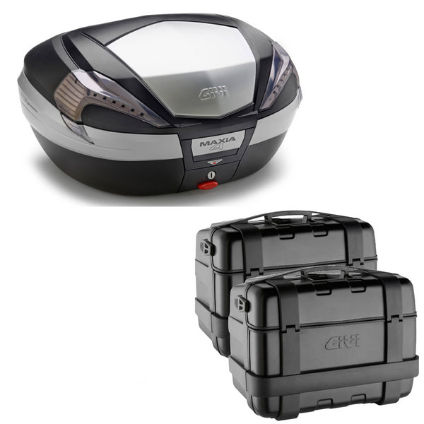 GIVI BAULETTO MAXIA 4 V56NT + VALIGIE LATERALI TREKKER TRK46B COMPATIBILE CON YAMAHA TRACER 900 18/20