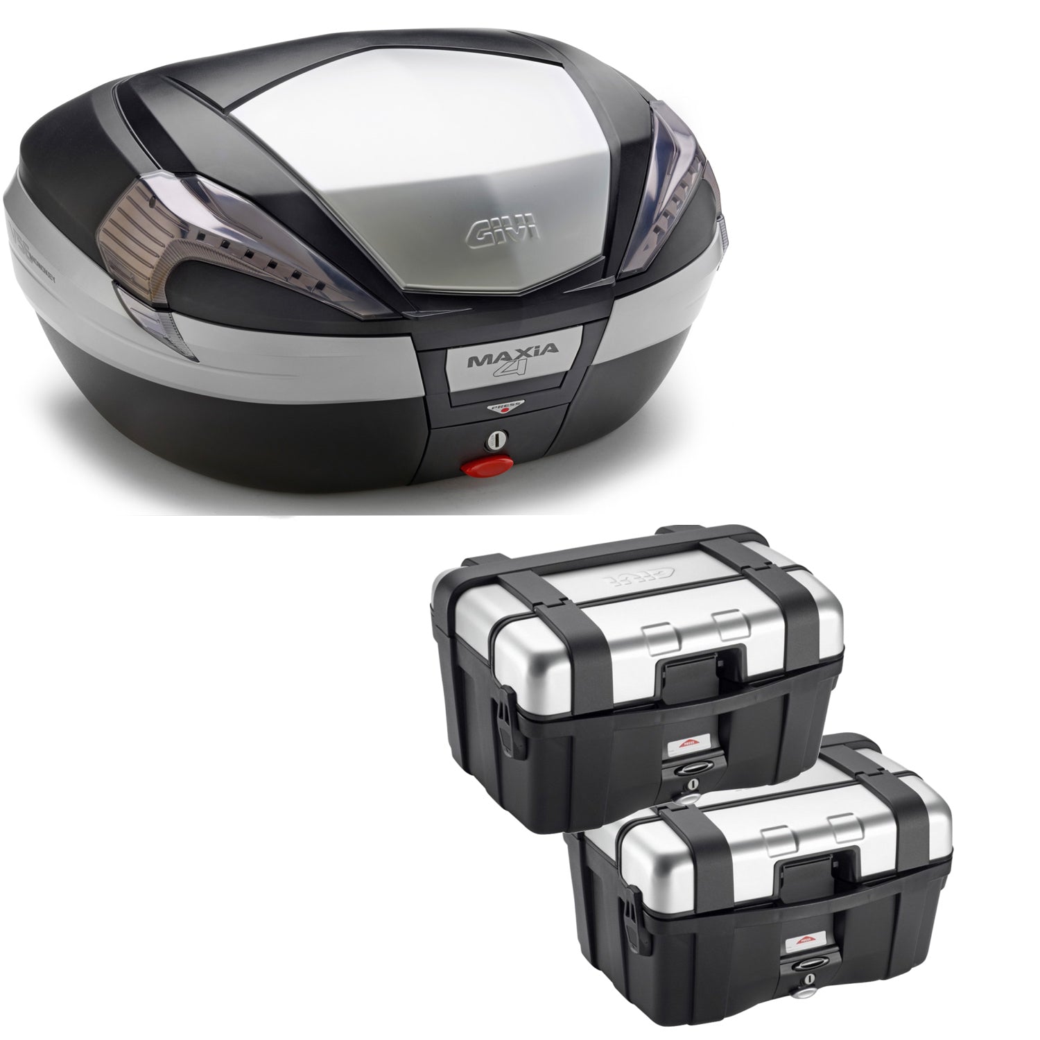 GIVI BAULETTO MAXIA 4 V56NT + VALIGIE LATERALI TREKKER TRK46N COMPATIBILE CON HONDA NC 750 S 16/20