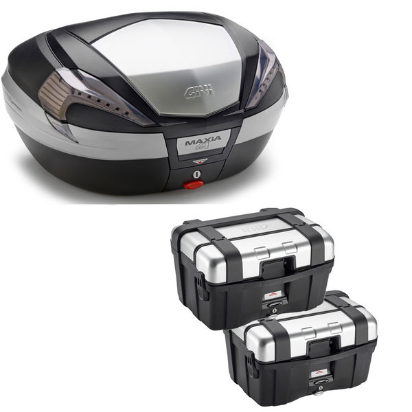 GIVI BAULETTO MAXIA 4 V56NT + VALIGIE LATERALI TREKKER TRK46N COMPATIBILE CON YAMAHA TRACER 900 18/20