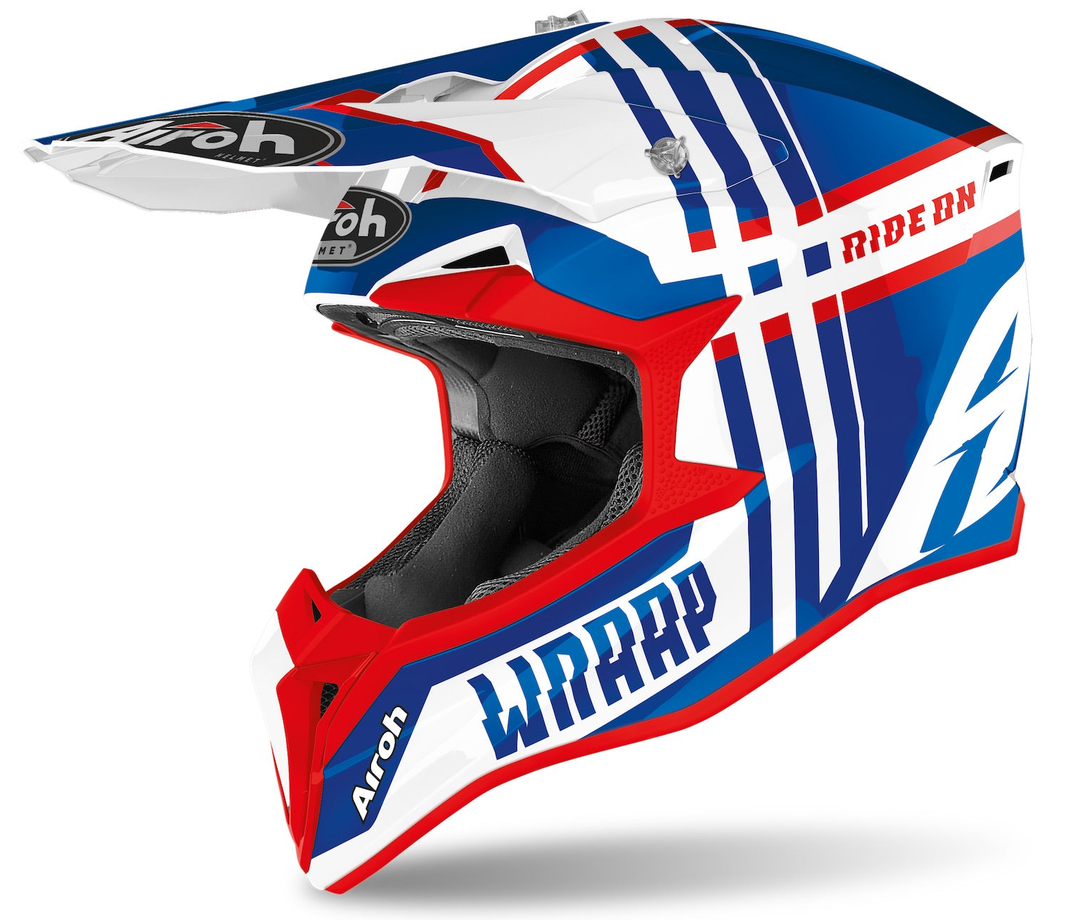 AIROH WRAAP YOUTH CASCO MOTO OFF-ROAD WRBR38Y BROKEN BLU/ROSSO LUCIDO XS 