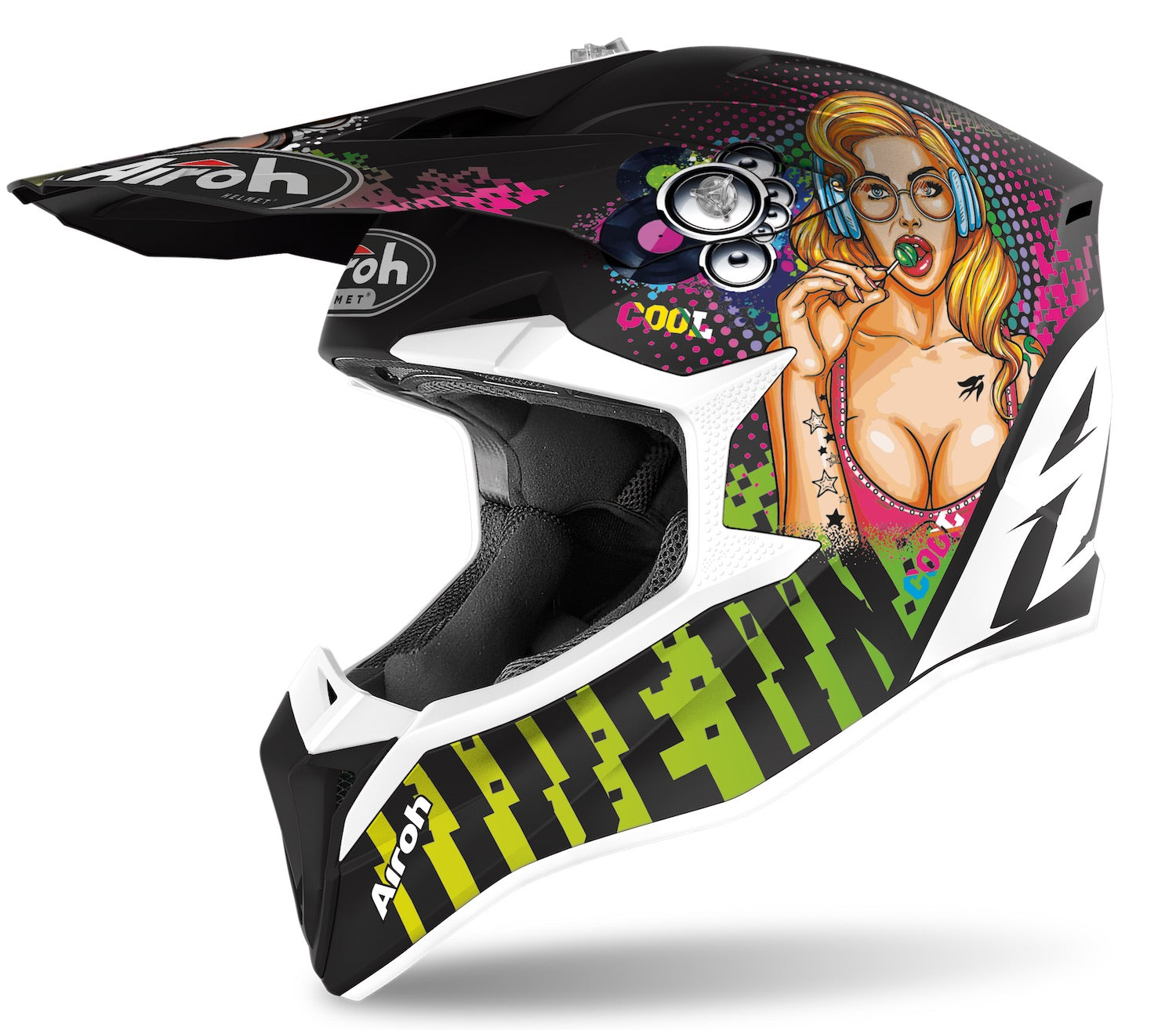 AIROH WRAAP YOUTH CASCO MOTO OFF-ROAD WRPU17Y PIN-UP MATTO S 
