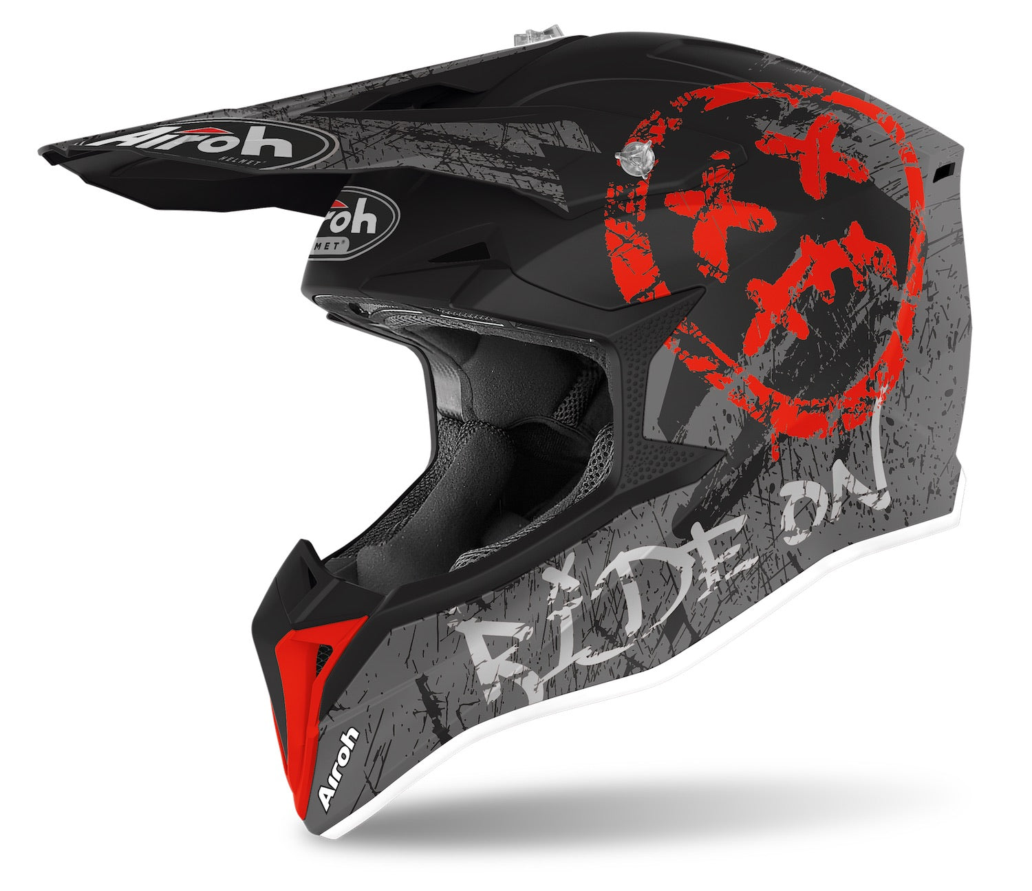AIROH WRAAP YOUTH CASCO MOTO OFF-ROAD WRSM55Y SMILE ROSSO MATTO S 